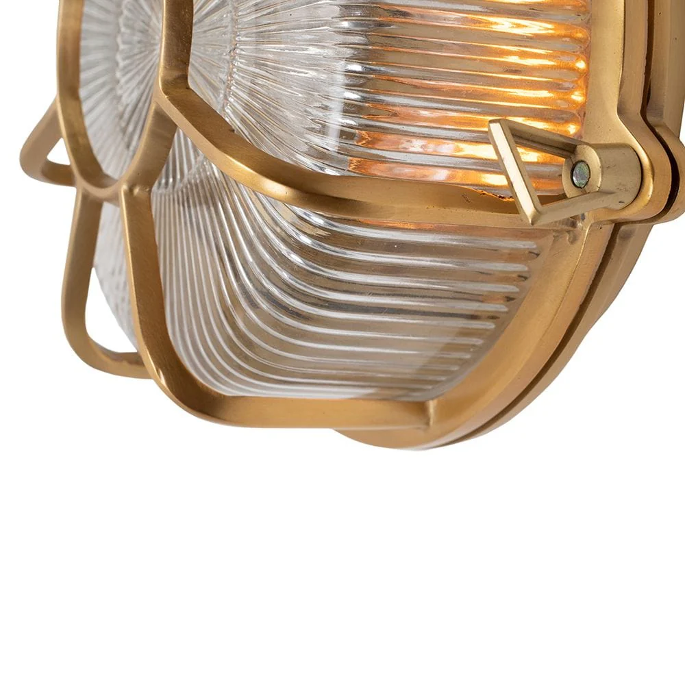 Carlisle Lacquered Brass IP66 Web Prismatic Glass Wall Light - The Outdoor & Bathroom Collection - Image 3
