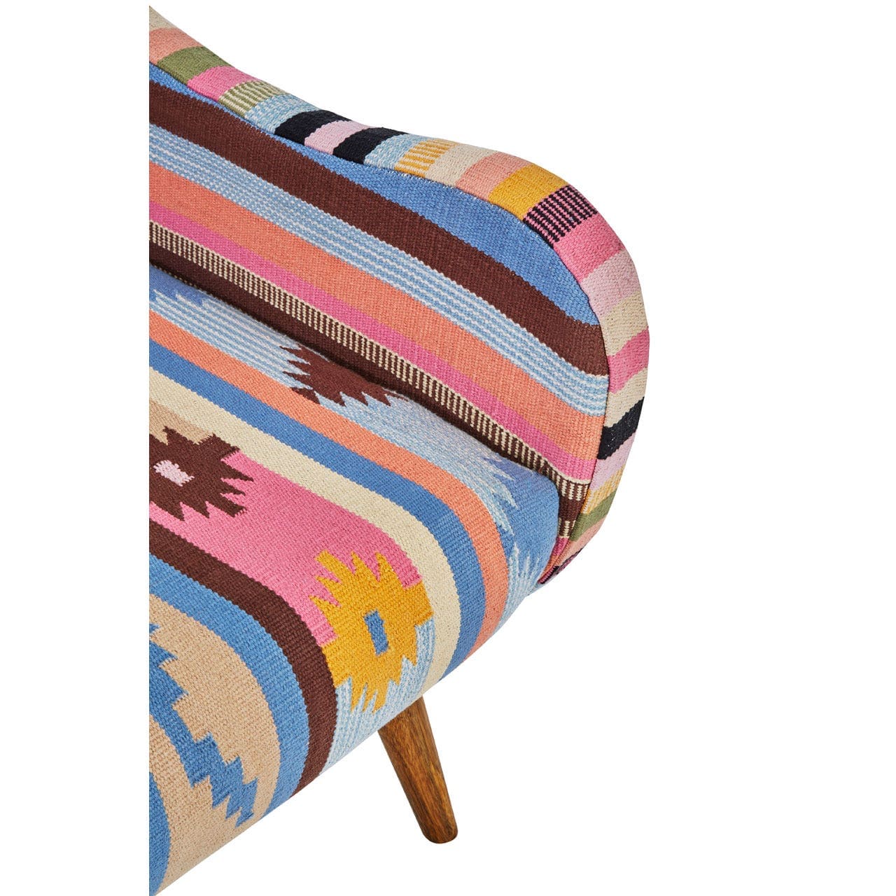 Cefena Multi-Coloured Fabric Chair With Mango Wood Legs - Image 5