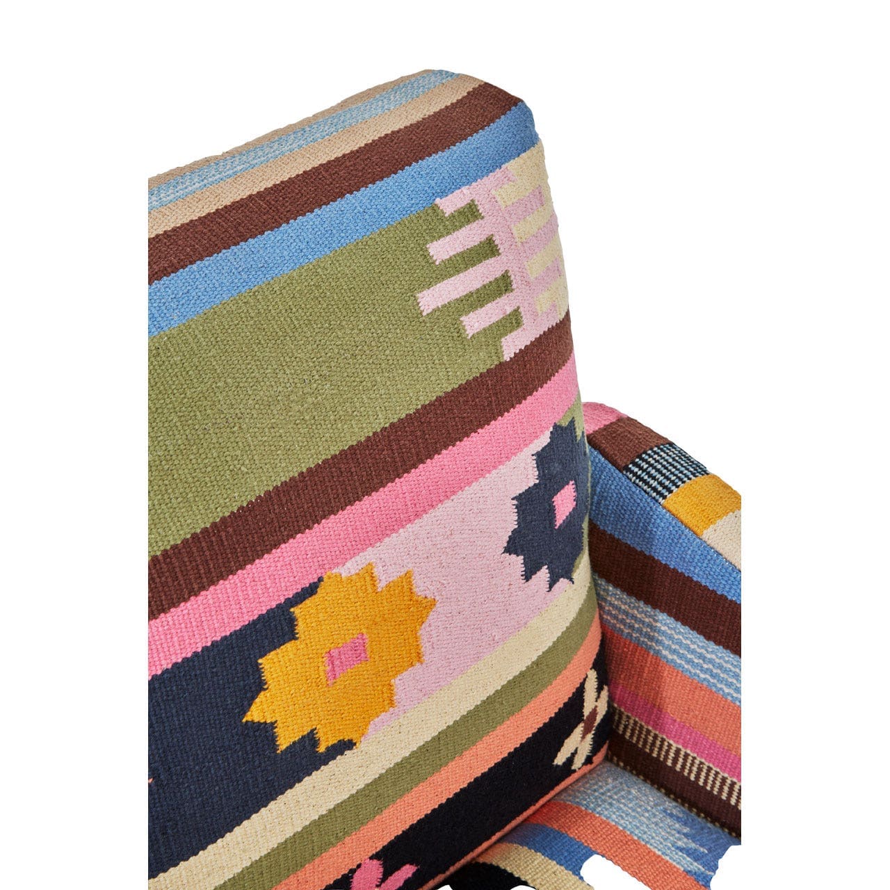 Cefena Multi-Coloured Fabric Chair With Mango Wood Legs - Image 6
