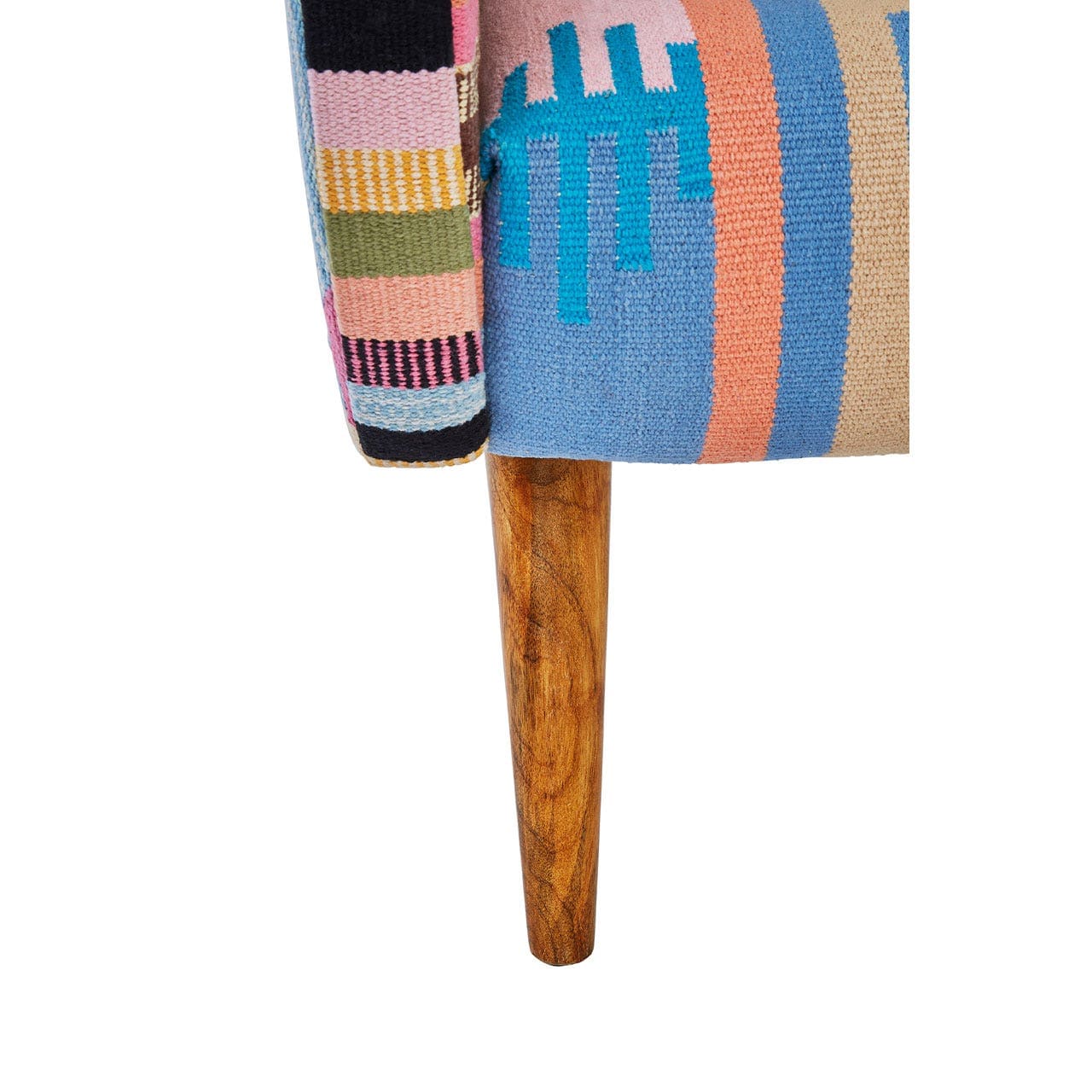 Cefena Multi-Coloured Fabric Chair With Mango Wood Legs - Image 7