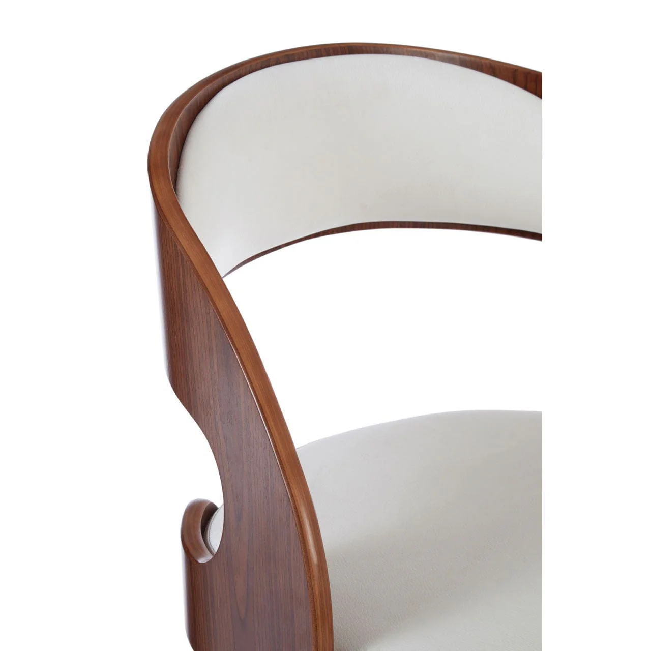 White Leather Effect Chair With Curved Back - Image 2