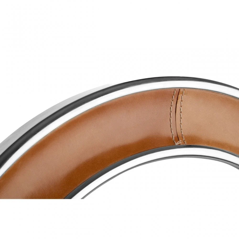 Churchill Tan Genuine Leather Wall Mirror - Image 3