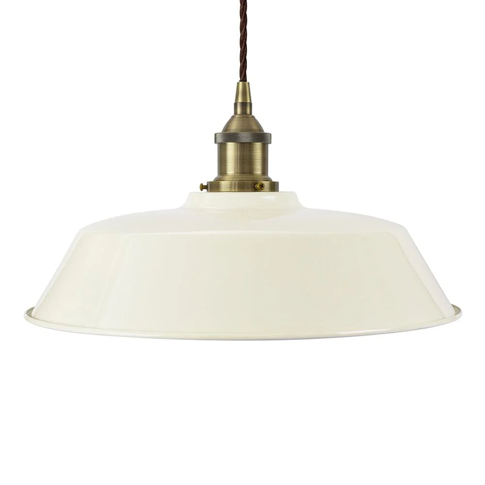 Clay White Chancery Painted Pendant Light - Antique Brass Lamp Holder & Ceiling Rose