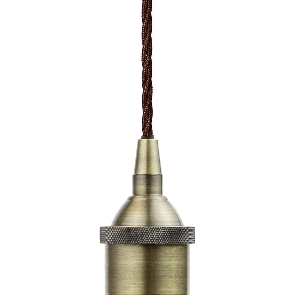 Clay White Chancery Painted Pendant Light - Antique Brass Lamp Holder & Ceiling Rose - Image 4
