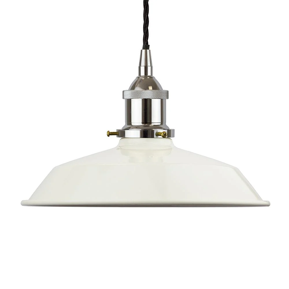 Clay White Small Trinity Metal Painted Pendant Light - Nickel Lamp Holder & Ceiling Rose