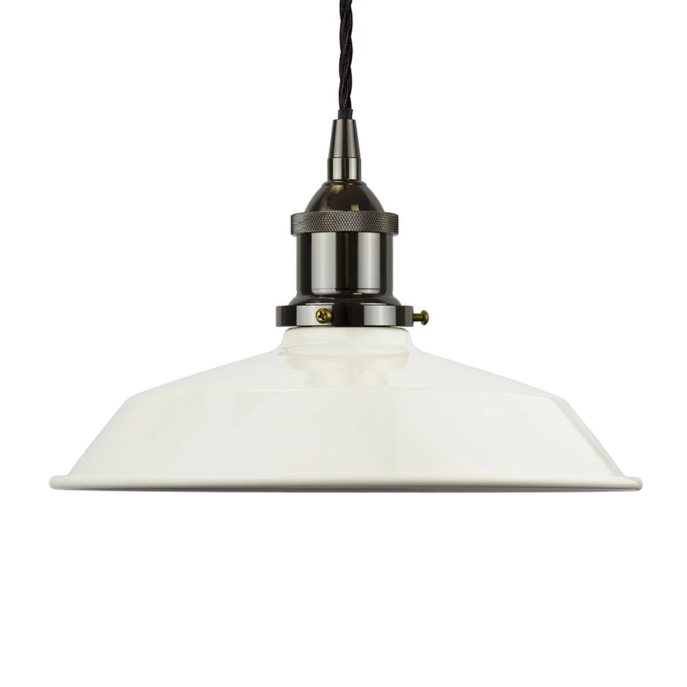 Clay White Small Trinity Metal Painted Pendant Light - Black Nickel Lamp Holder & Ceiling Rose