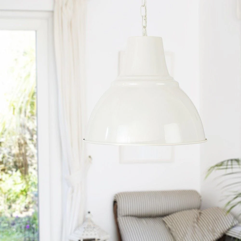 Compton Clay White Industrial Bell Pendant Light - Image 2