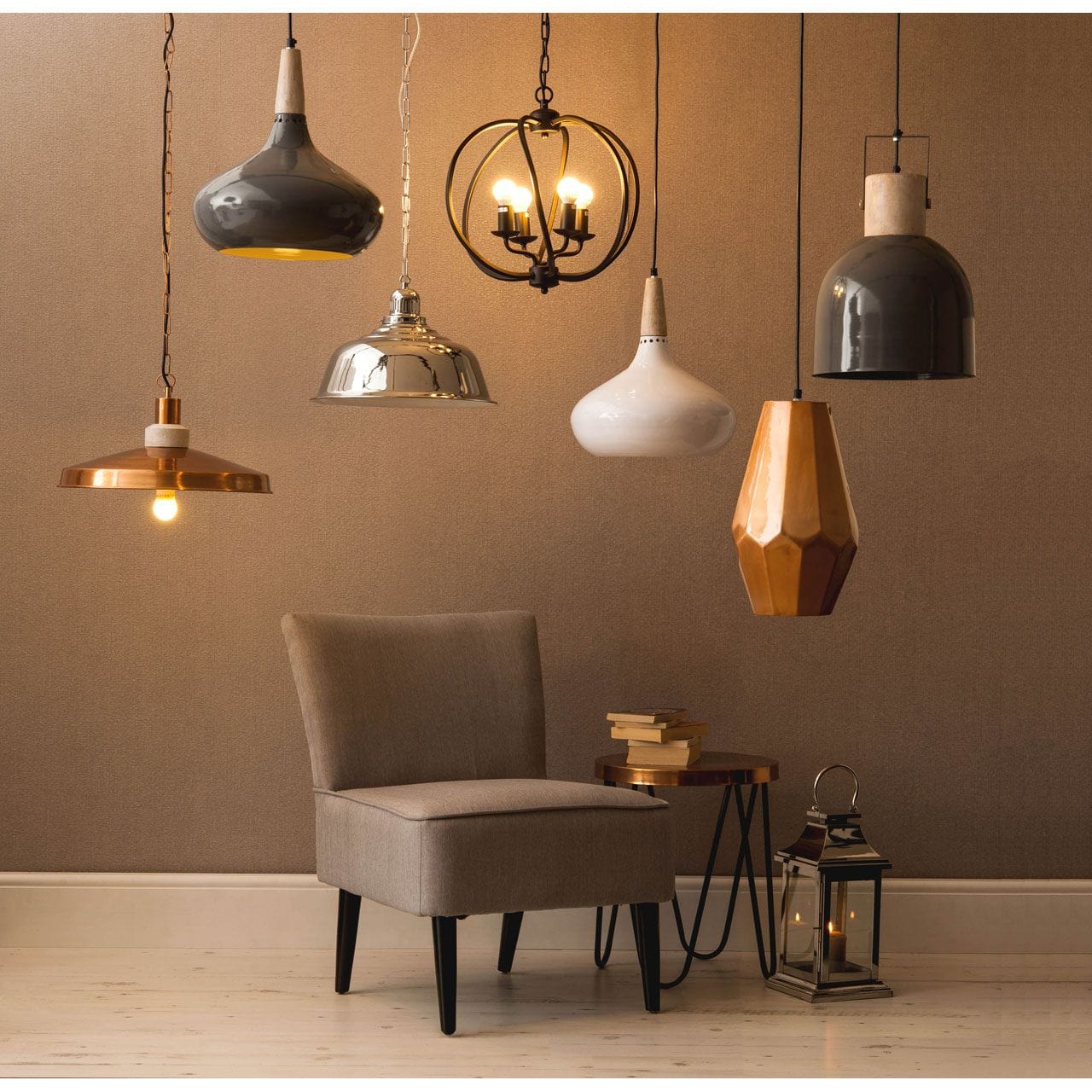 Copper Finish And Aluminium Pendant Light - Image 2