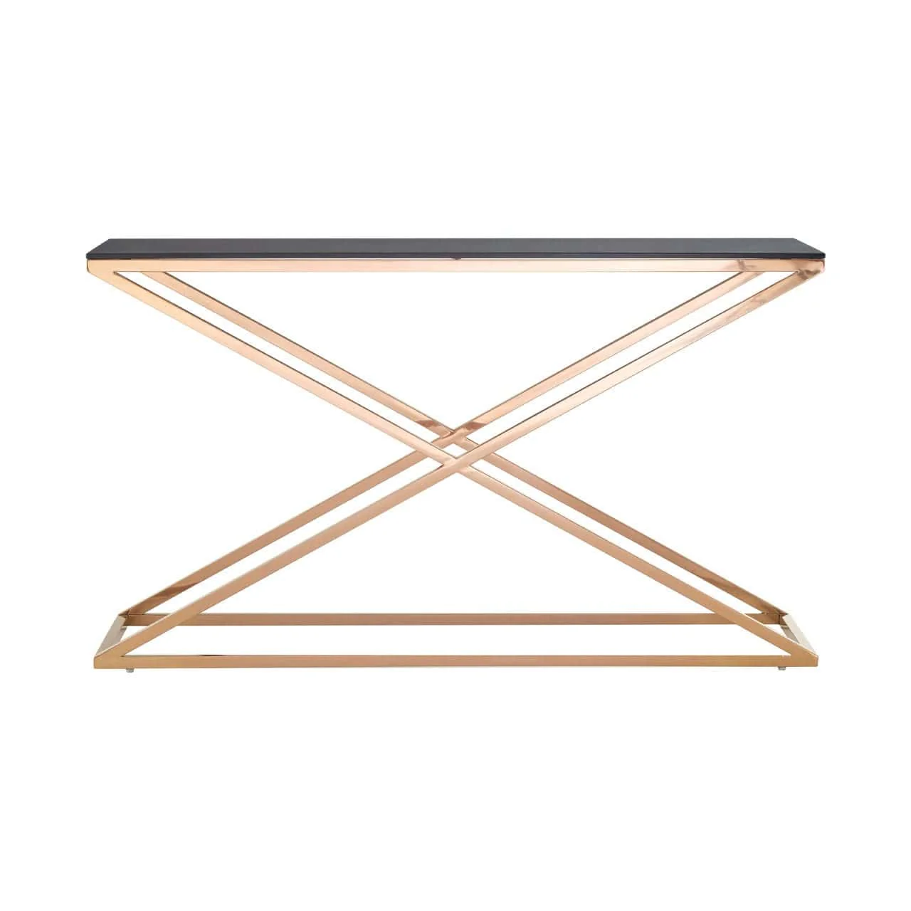 Criss Cross Glass Top Console Table