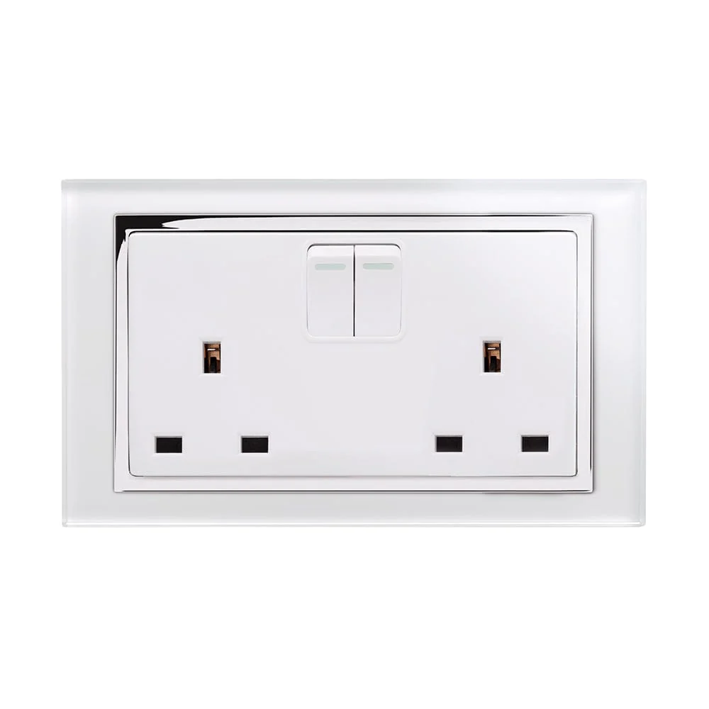 Crystal CT 13A DP Double Plug Socket with Switch White