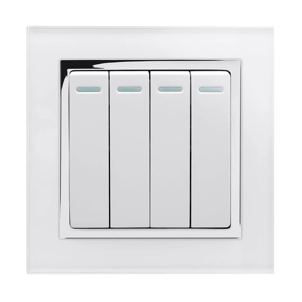 Crystal CT 4 Gang Rocker Light Switch White