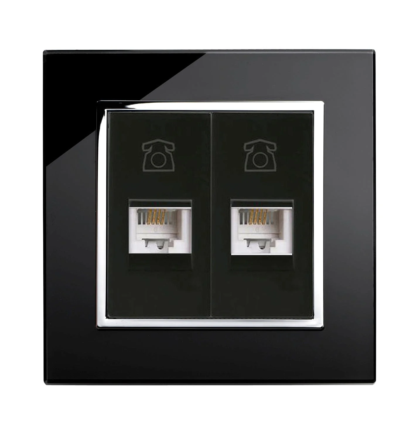 Crystal CT Dual RJ11 Socket Black