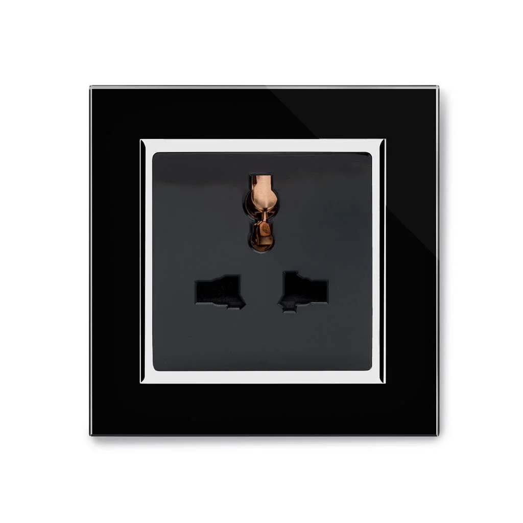 Crystal CT Single Multifunction Plug Socket Black