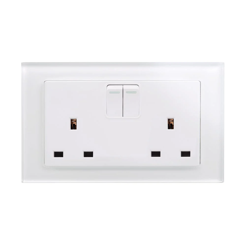 Crystal PG 13A DP Double Plug Socket with Switch White