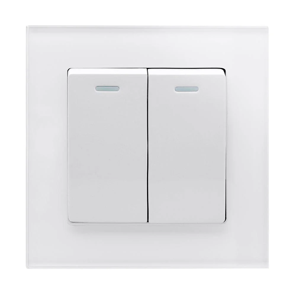 Crystal PG 2 Gang Rocker Light Switch White