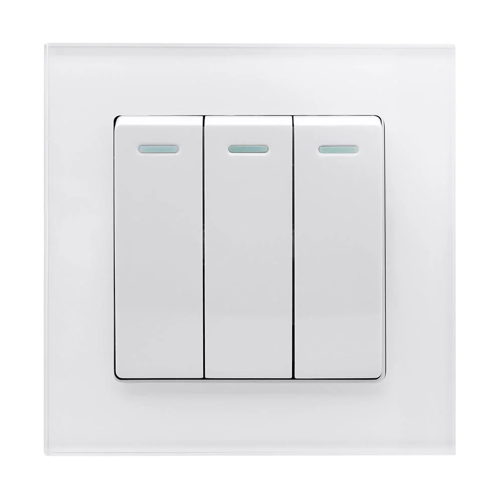 Crystal PG 3 Gang Rocker Light Switch White
