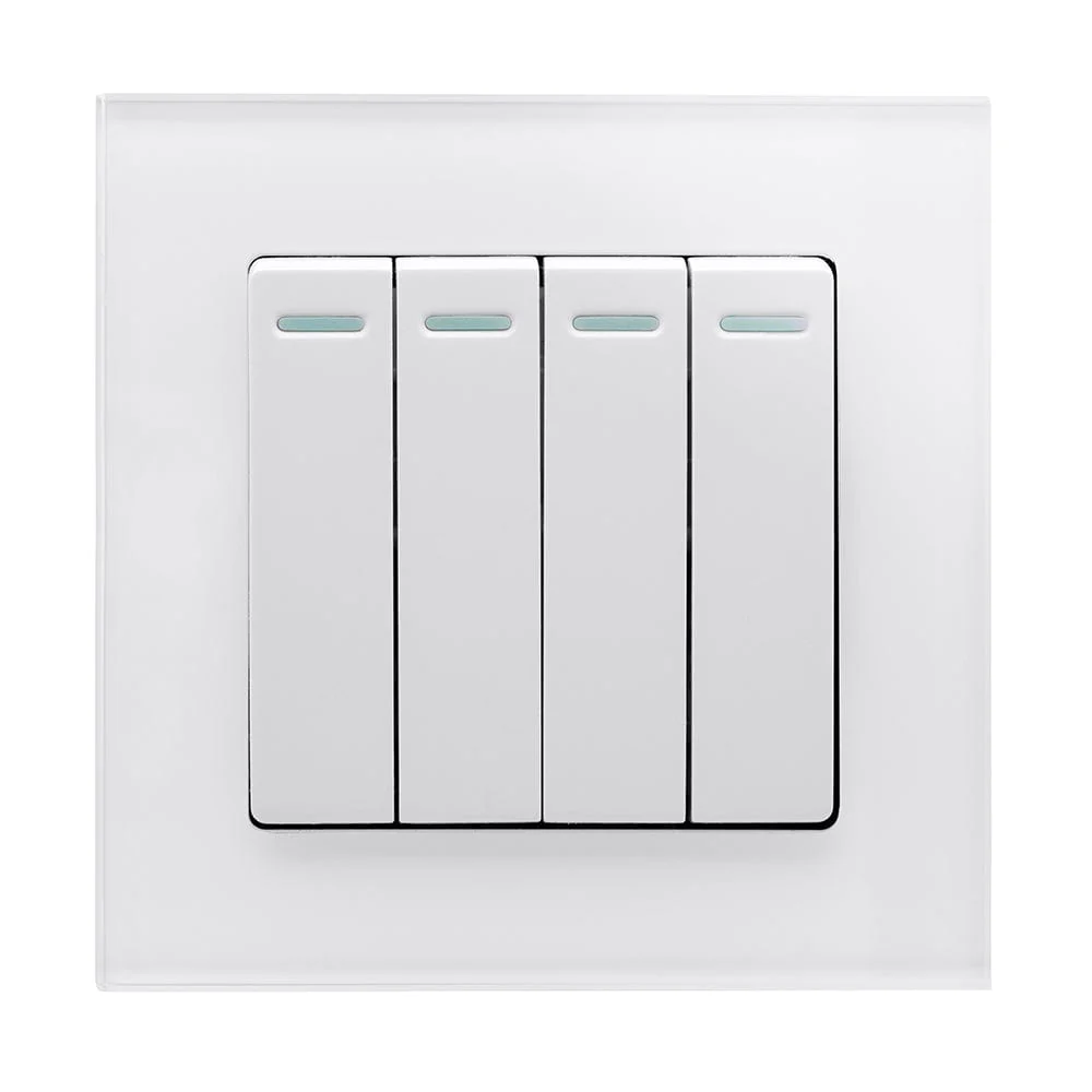 Crystal PG 4 Gang Rocker Light Switch White