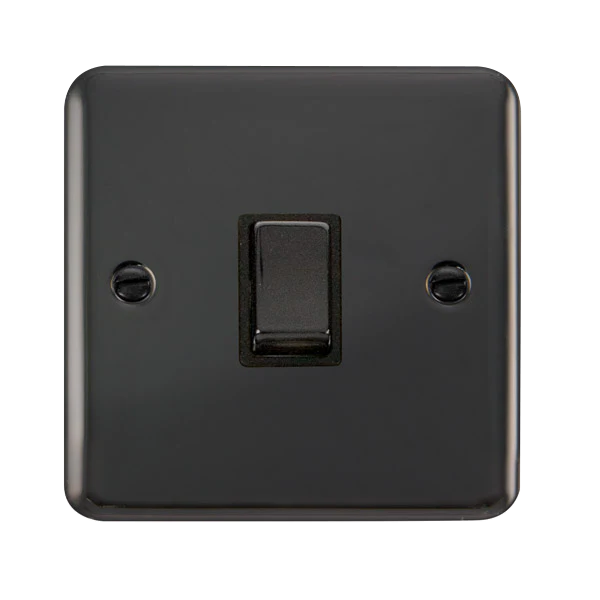Curved Black Nickel 1 Gang 20A Ingot DP Switch - Black Trim