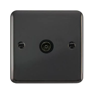 Curved Black Nickel Single Coaxial Outlet - Black Trim
