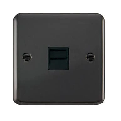 Curved Black Nickel Single Telephone Outlet - Master - Black Trim