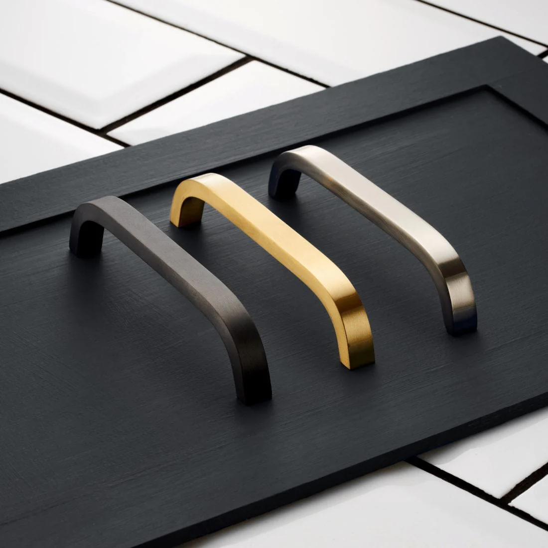 Curved Brass Cupboard Bar Handle - Satin Brass - Hole Centre 128mm - Image 7