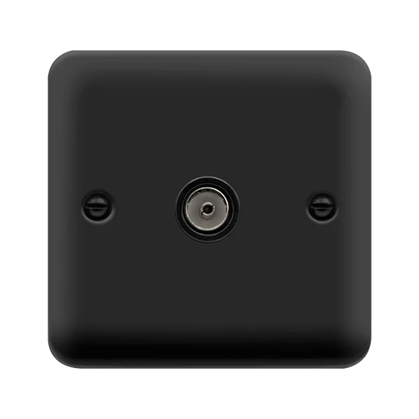 Curved Matt Black Single Coaxial Outlet - Black Trim