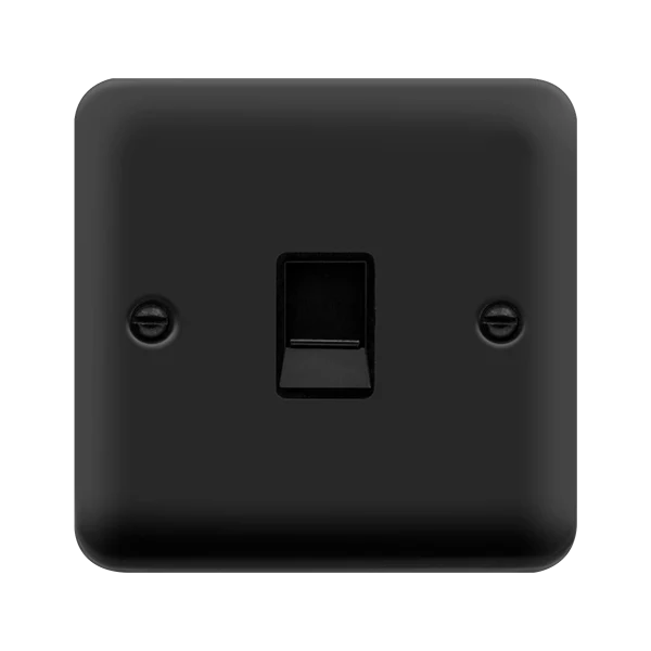 Curved Matt Black Single RJ11 (Irish/US) Outlet - Black Trim
