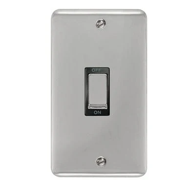Curved Polished Chrome 45A Ingot 2 Gang DP Switch - Black Trim