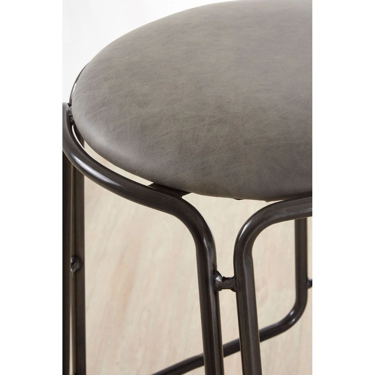 Chicago Bar Stool In Vintage Ash With Gunmetal Legs And Faux Leather Seat - Image 4