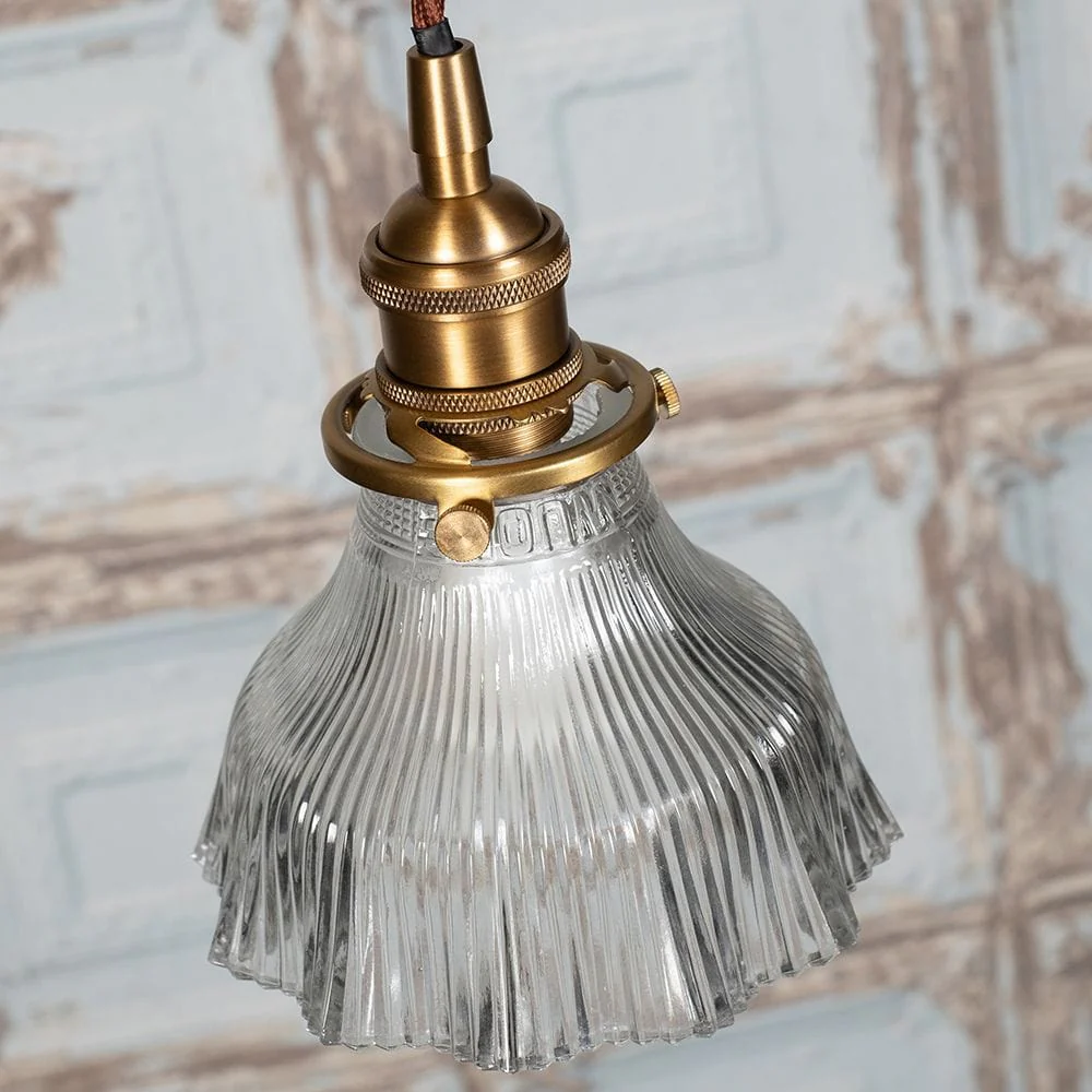 D'Arblay Brass Fluted Bell Pendant Light - Image 3