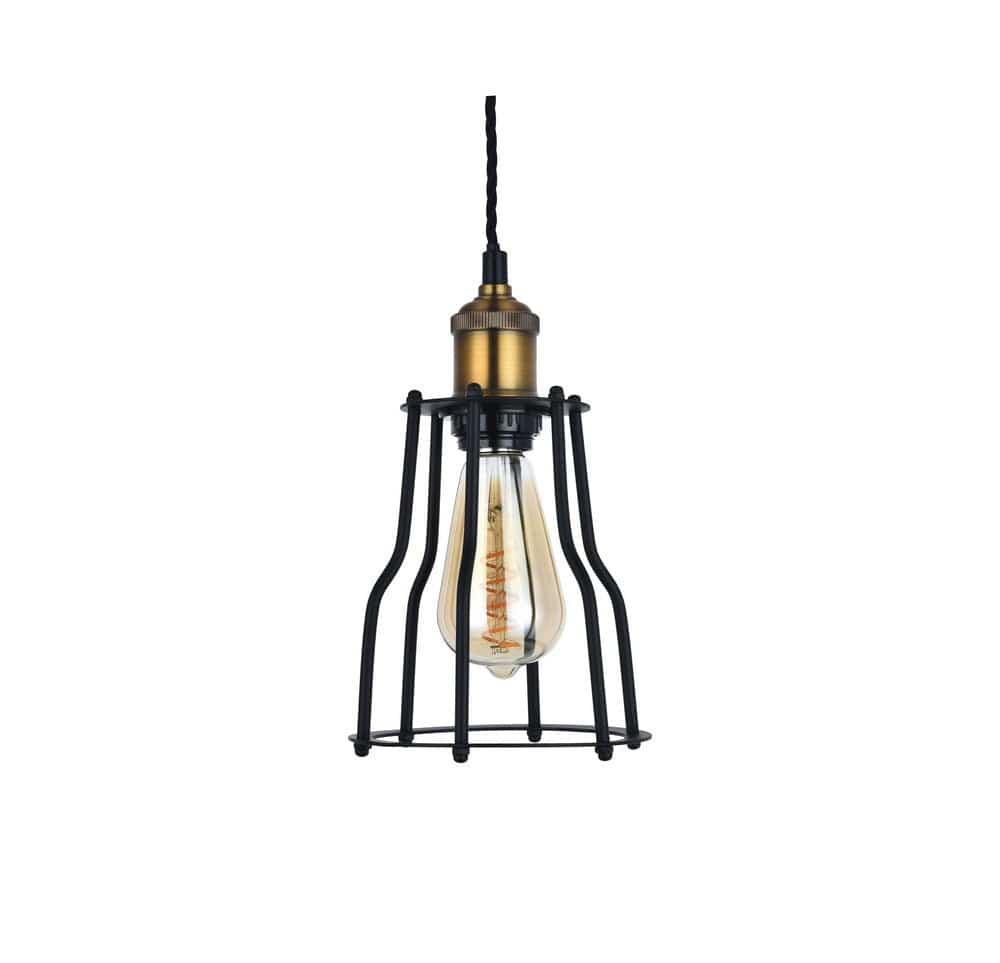Denman Cone Industrial Black Cage Pendant Light - Image 3