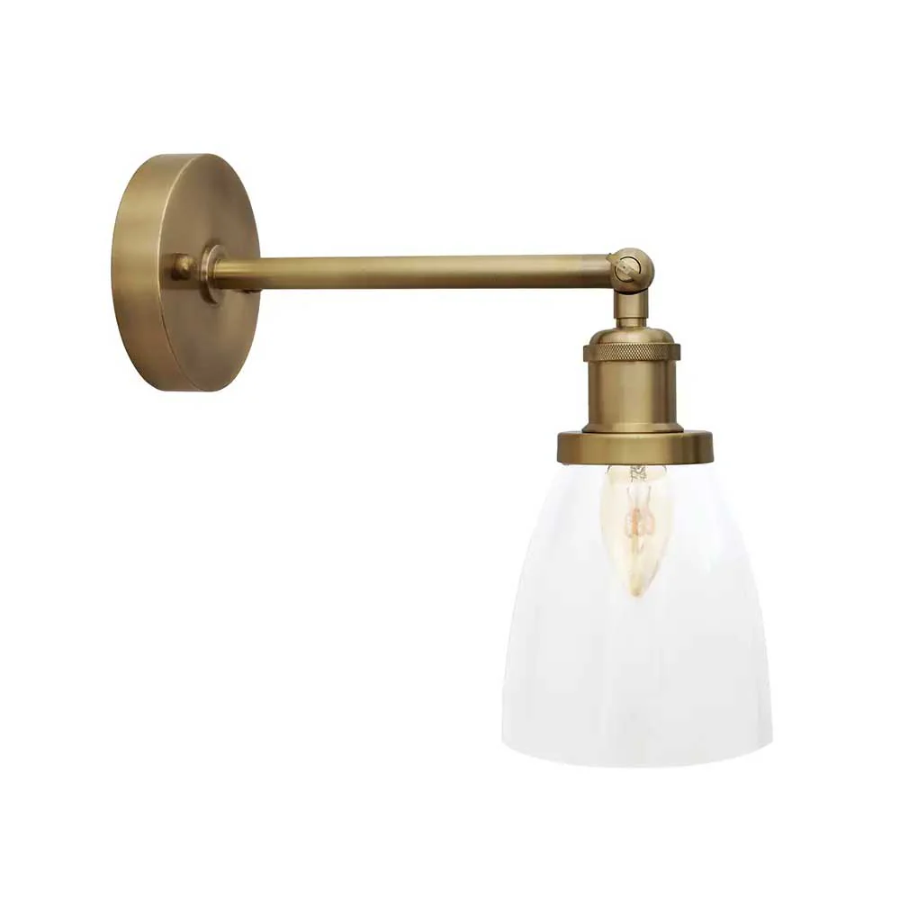 Dickens Clear Small Glass Wall Light - Brass