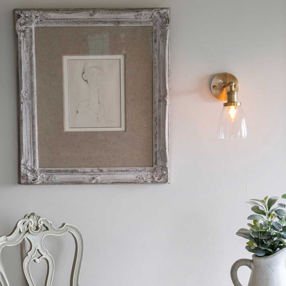 Dickens Clear Small Glass Wall Light - Brass - Image 5
