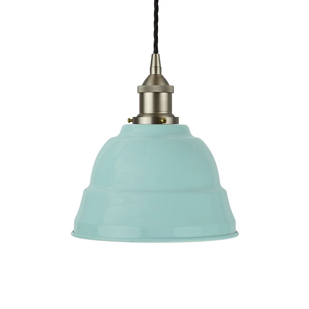 Duck Egg Blue Lincoln Painted Pendant Light - Brushed Chrome Lamp Holder & Ceiling Rose