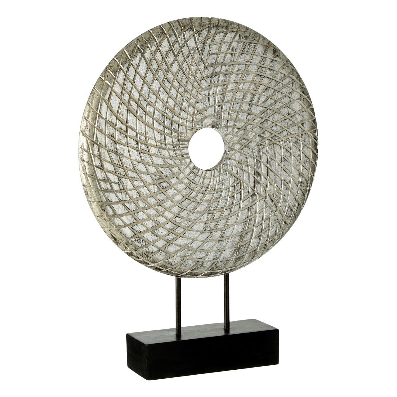 Elementi Round Silver Wooden Sculpture - Image 3