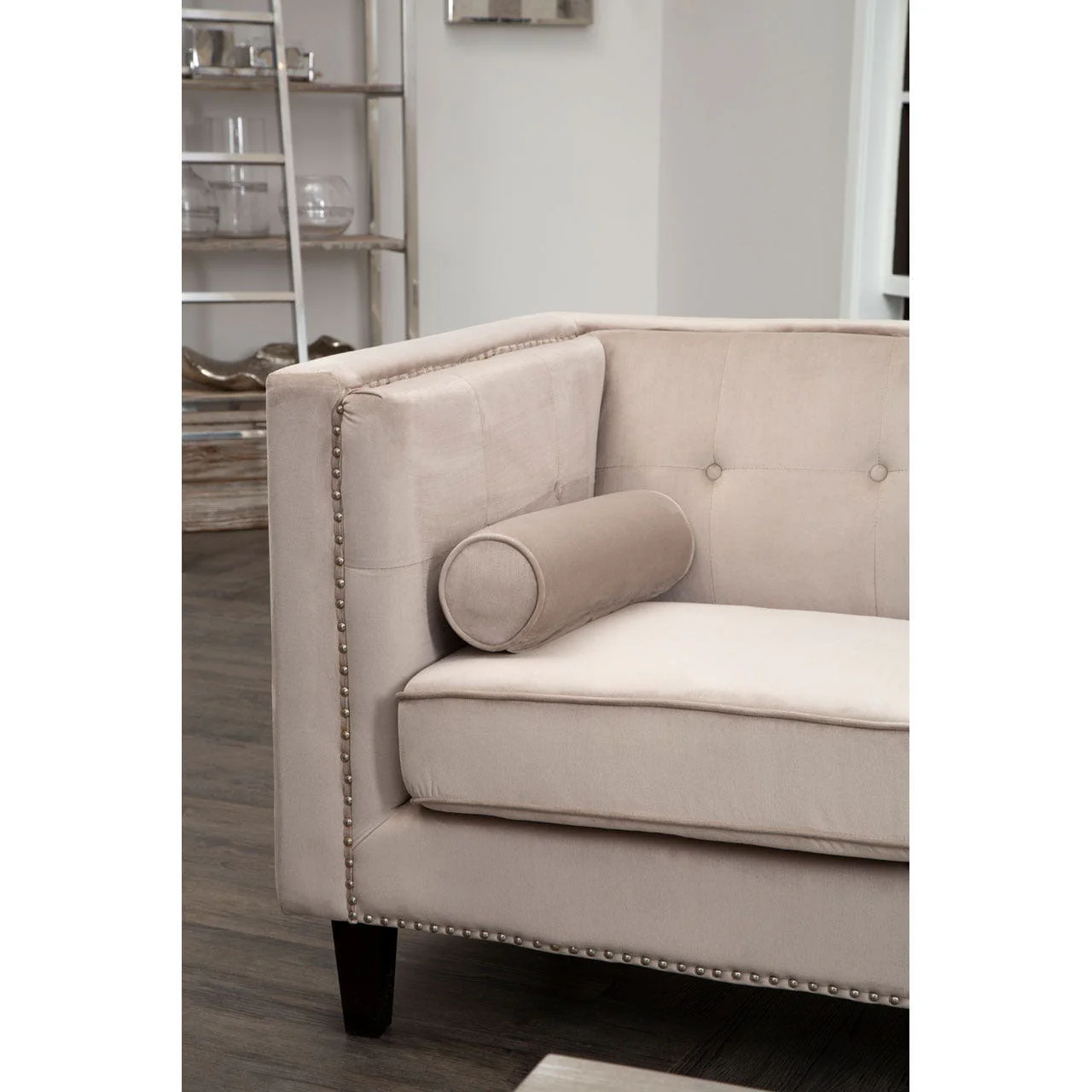 Felisa 2 Seat Mink Velvet Sofa - Image 4