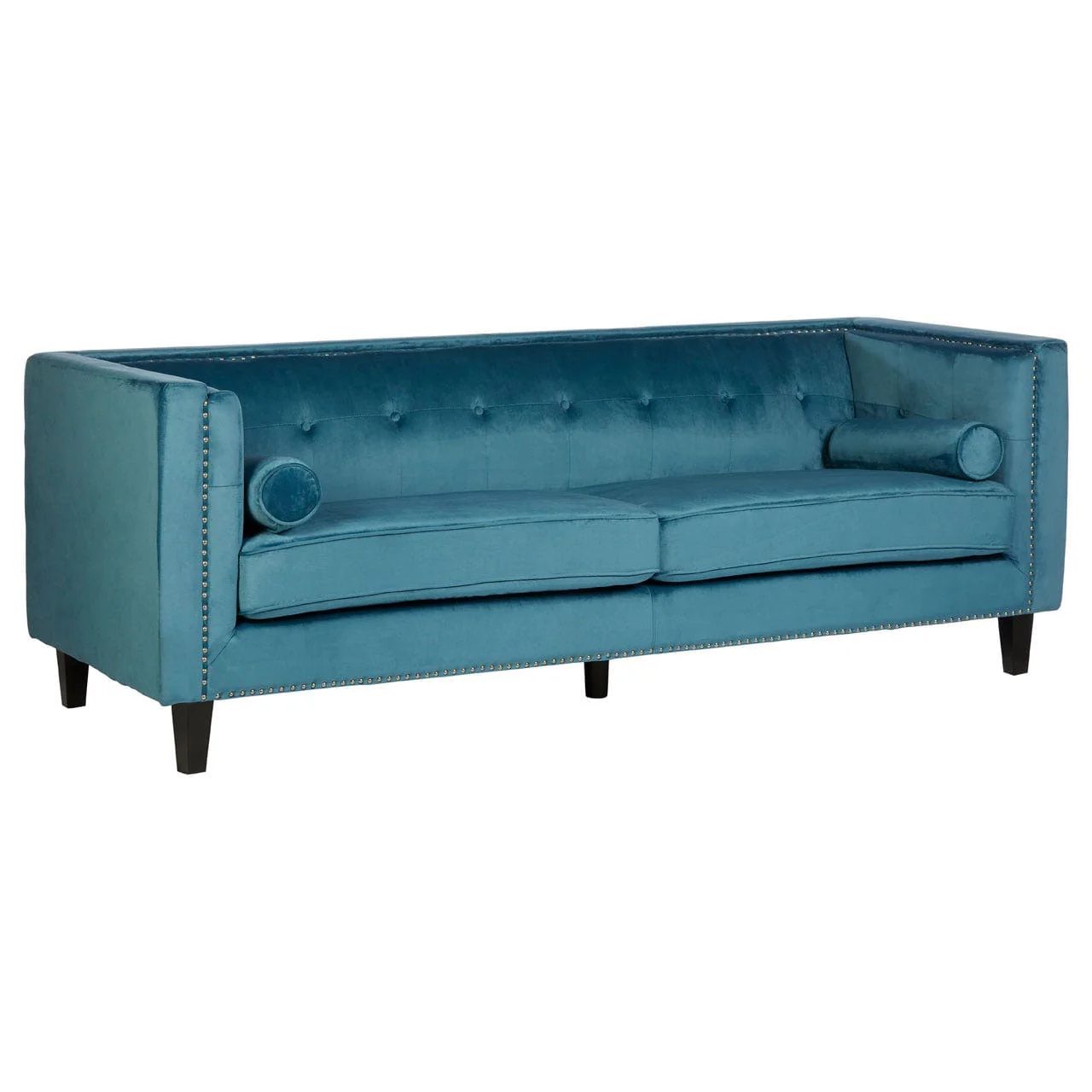Felisa 3 Seat Blue Velvet Sofa - Image 2
