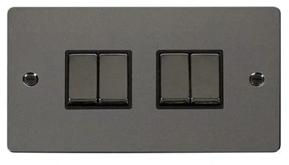 Flat Plate Black Nickel Ingot 10AX 4 Gang 2 Way Light Switch