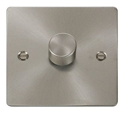 Flat Plate Satin Chrome 1 Gang 2 Way 400w Dimmer Light Switch