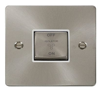 Flat Plate Satin Chrome Ingot 10A 3 Pole Fan Isolation Switch - White Trim