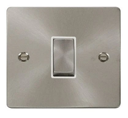 Flat Plate Satin Chrome Ingot 10AX 1 Gang Intermediate Switch - White Trim