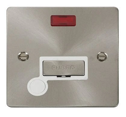Flat Plate Satin Chrome Ingot 13A Connection Unit + Flex + Neon - White Trim