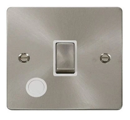 Flat Plate Satin Chrome Ingot 20A 1 Gang DP Switch + Flex - White Trim