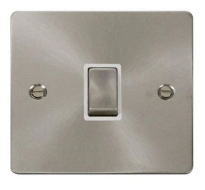 Flat Plate Satin Chrome Ingot 20A 1 Gang DP Switch - White Trim