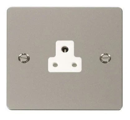 Flat Plate Pearl Nickel 2A Round Pin Socket - White Trim