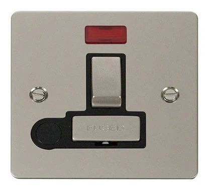Flat Plate Pearl Nickel Ingot 13A Switched Connection Unit + Flex + Neon - Black Trim