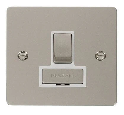 Flat Plate Pearl Nickel Ingot 13A Switched Connection Unit - White Trim