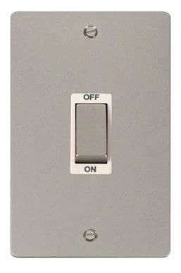 Flat Plate Pearl Nickel Ingot 2 Gang 45A DP Switch - White Trim