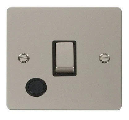 Flat Plate Pearl Nickel Ingot 20A 1 Gang DP Switch + Flex - Black Trim
