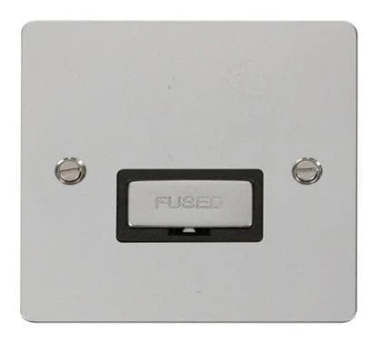 Flat Plate Polished Chrome Ingot 13A Connection Unit - Black Trim